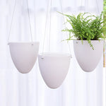 pots suspendus plantes blancs moderne forme œuf lisse acier coton fougères succulentesintérieur jardinVERTES