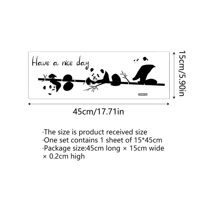 autocollant mural illustration pandas dessin animé have nice day noir blanc