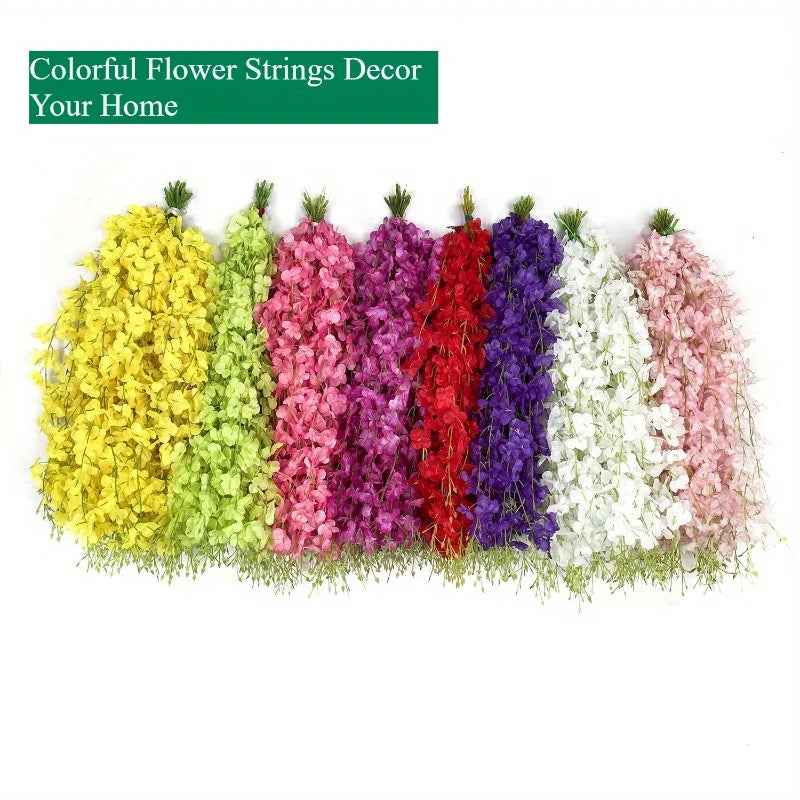 guirlande fleurs artificielles polyester mariage fête noël extérieur blanc rose violet modernes
