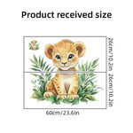 sticker mural lionceau illustration orange feuilles adhésif enfant salon décoration maison Podserviced by Qwen