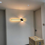 applique murale led noire moderne minimaliste effet lumineux linéaire contemporaine fixée mur 60 90