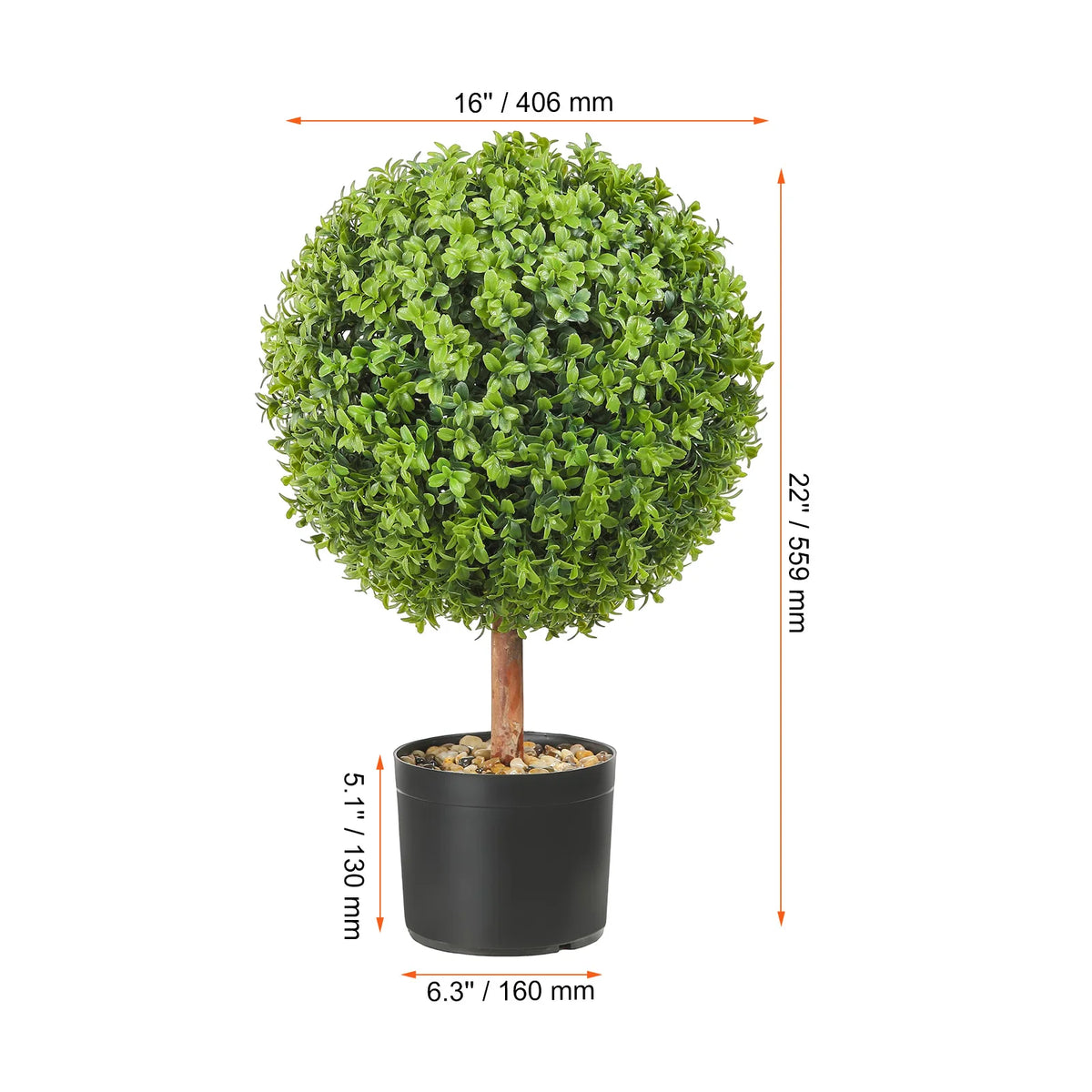 topiaire artificielle feuilles rondes dense moderne pot noir extérieure verte grande hauteur decoration