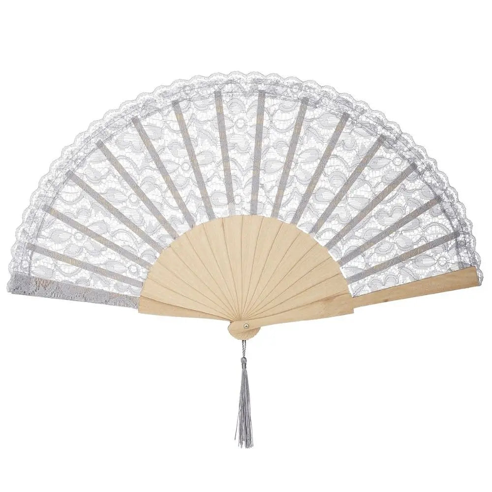 éventail classique dentelle blanc vert rouge tassels opacité portable