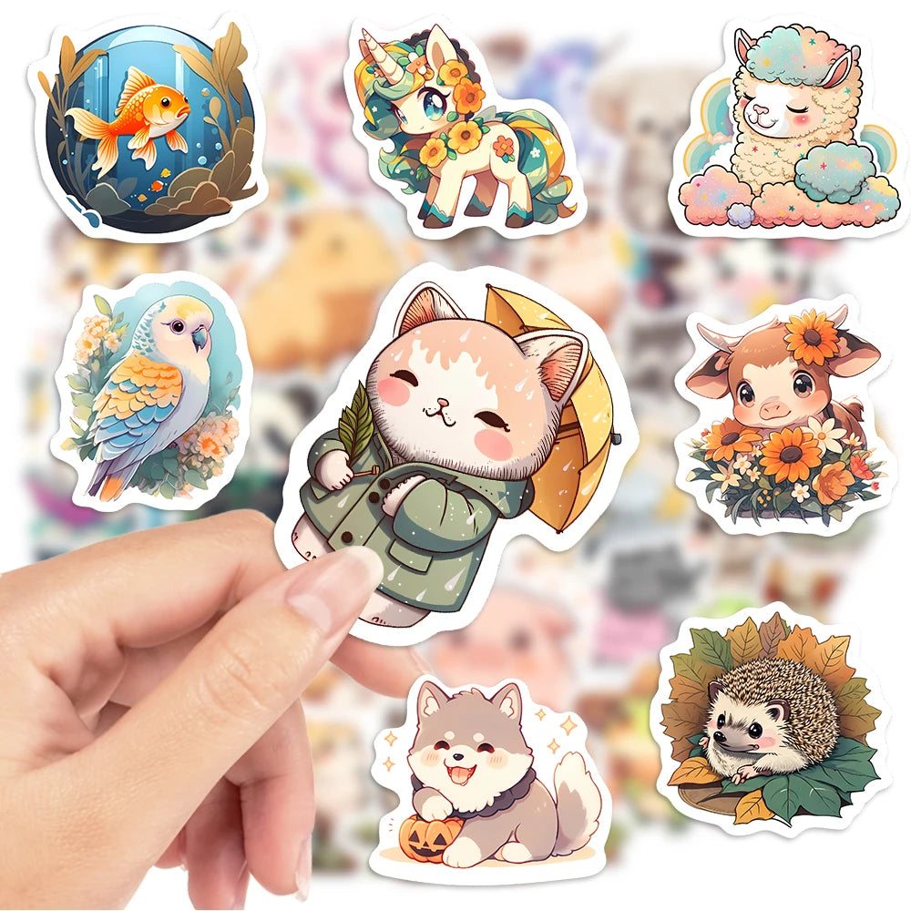 sticker dessin animé animal mignon moderne multi couleur adhésif décoration bricolage carnet bouteille ordinateur