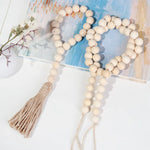 bois boho chic tassel coton beige clair décoration murale moderne ornement rondes lisses