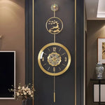 horloge murale moderne or cerf floral chiffres arabes étude salon