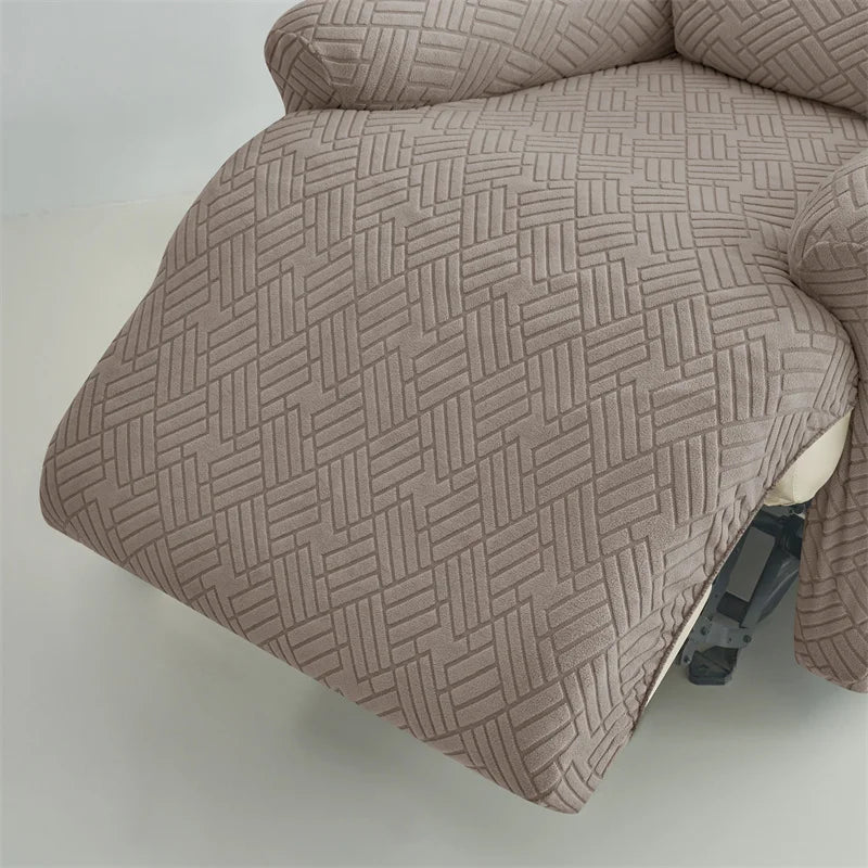 housse fauteuil inclinable beige gris rayures diagonales moderne poche lavable machine