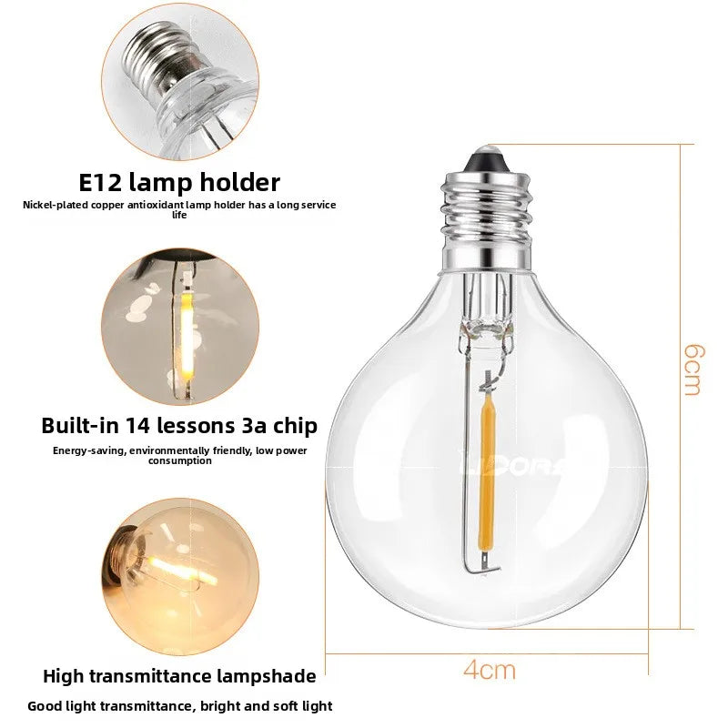 ampoules led transparentes filament doré opalescent vintage 220v 1w 5w guirlande extérieure 14 chips