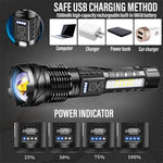 lampe torchon rechargeable 20w led noire texturée modes éclairage camping pêche