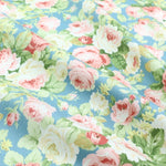 tissu coton imprimé fleurs roses carreaux vert bleu vintage romantique bricolage patchwork coussins rideaux