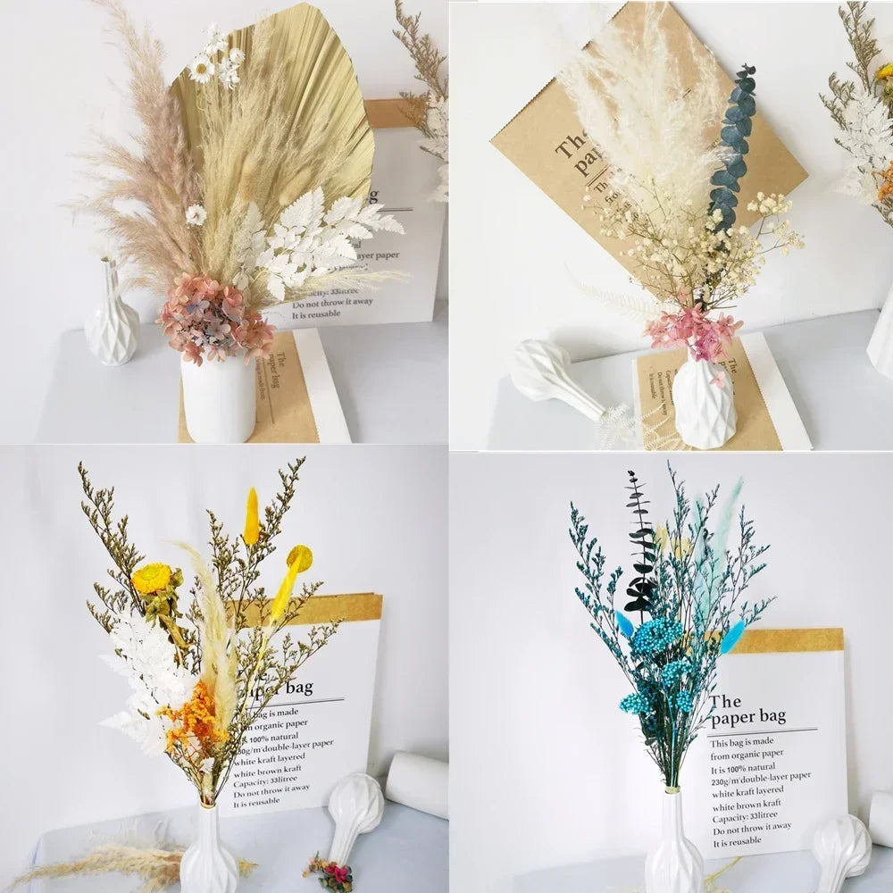 décoration intérieure bouquet fleurs séchées naturel papier kraft anniversaire mariage rustic