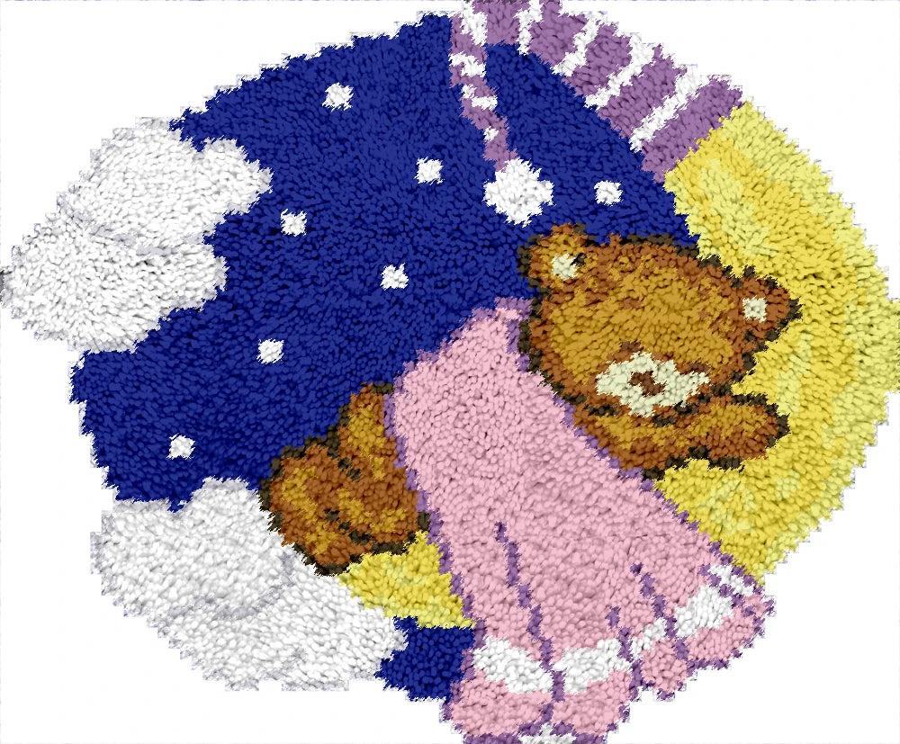tapis crochet ours étoiles lit tissu maille laine instructions artisanal dessin animé