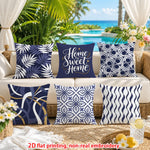 housse coussin bleu marine motif géométrique feuilles palmier sweet moderne minimaliste polyester