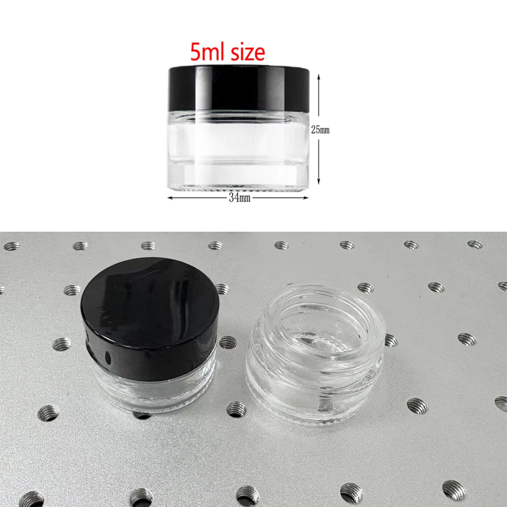 pots cosmétiques verre transparent couvercle noir blanc ensemble maquillage soins visage 9ml 3g minimaliste