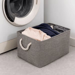 boîte rangement toile lin beige clair poignées corde réutilisable moderne respectueux environnement articles divers