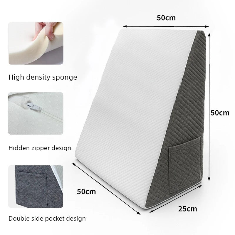 coussin wedge mousse mémoire forme tissu géométrique blanc gris oreiller intégré confortable ergonomique configurable