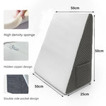 coussin wedge mousse mémoire forme tissu géométrique blanc gris oreiller intégré confortable ergonomique configurable