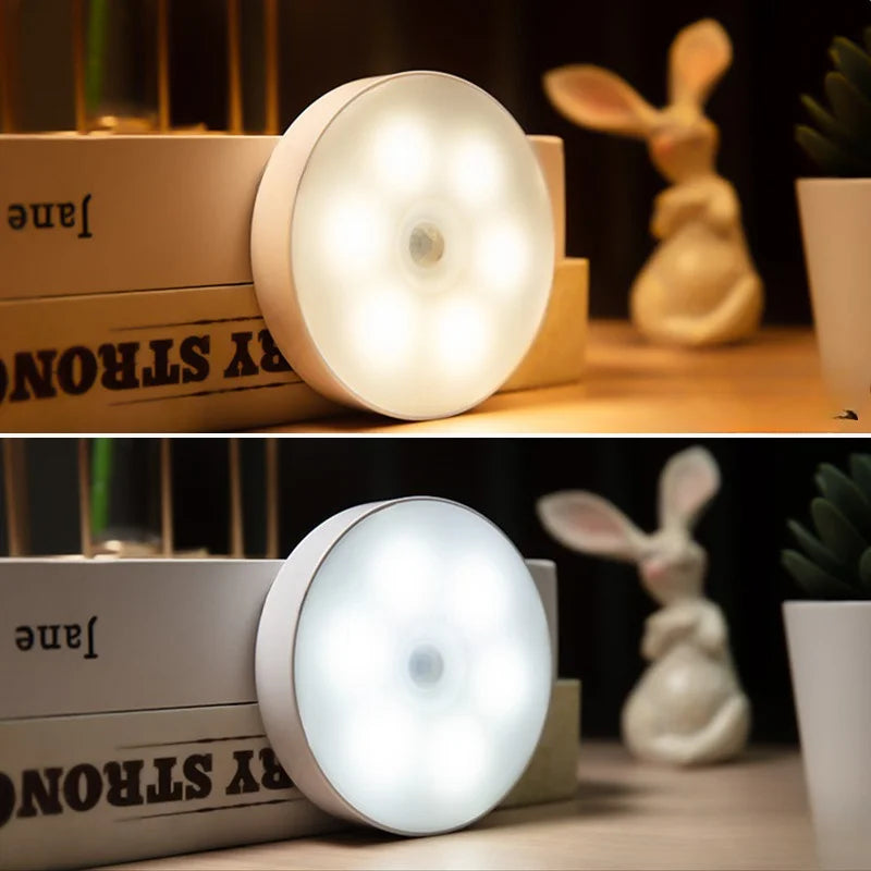lampe nuit intelligente capteur présence led rechargeable adhésif blanc moderne veilleuse automatique urgence usb