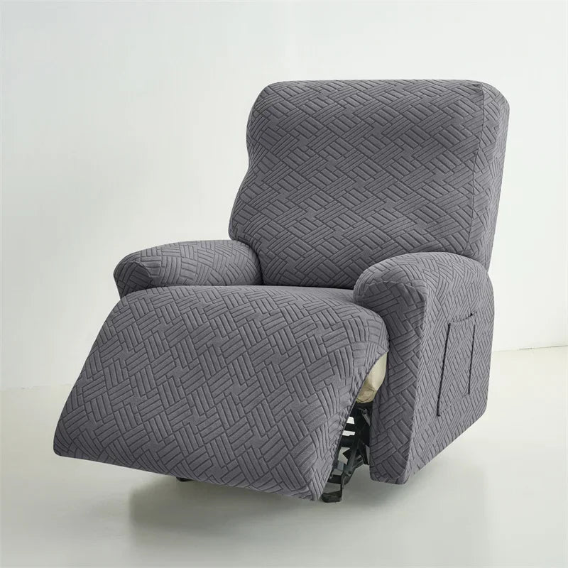 housse fauteuil inclinable beige gris rayures diagonales moderne poche lavable machine