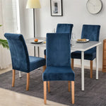 housse chaise velours bleu marine gris moderne adhésif polyester élasthanne 35 48cm