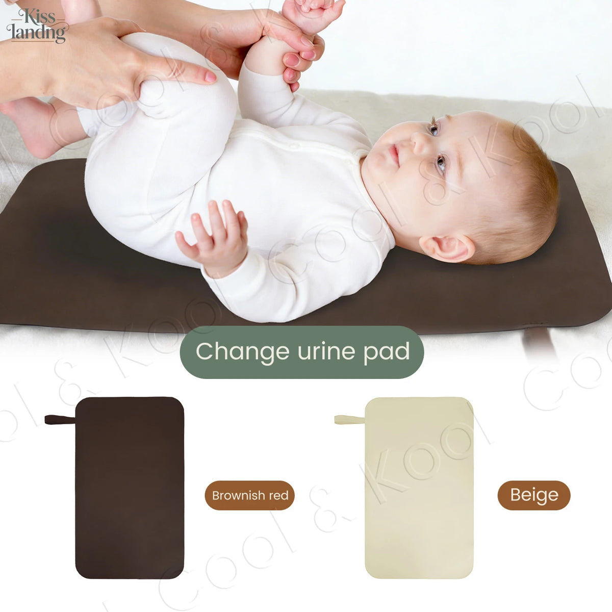 tapis langer imperméable marron blanc faux cuir doux polaire élastiques magnétique pliable minimaliste nettoyage