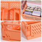 caisse rangement pliable plastique orange vert beige gris rose grille perforations moderne pratique