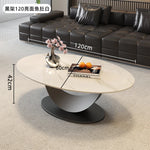 table basse ovale moderne blanche effet marbre gris salon meuble bois luxe