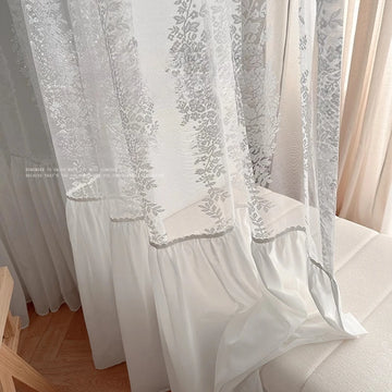 rideau blanc brodé transparent salon classique tulle polyester inclusion grommet top rings