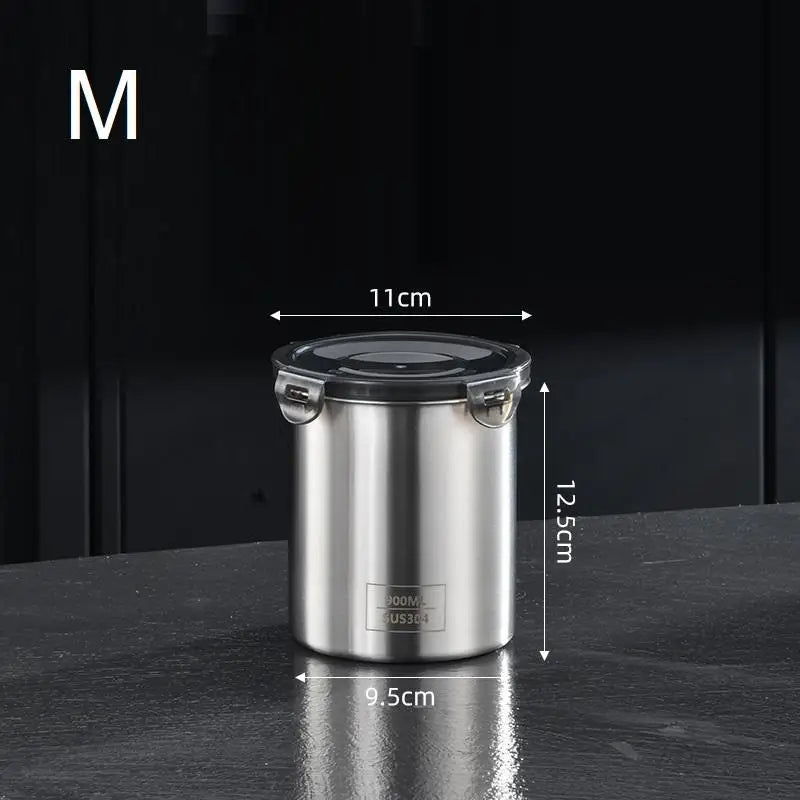 boîtes hermétiques acier inoxydable clips plastique noir aliments grains épices moderne minimaliste