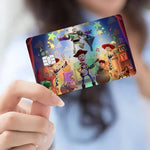 autocollant réfléchissant carte multicolore dessins animés personnages moderne bleu violet rose jaune vert