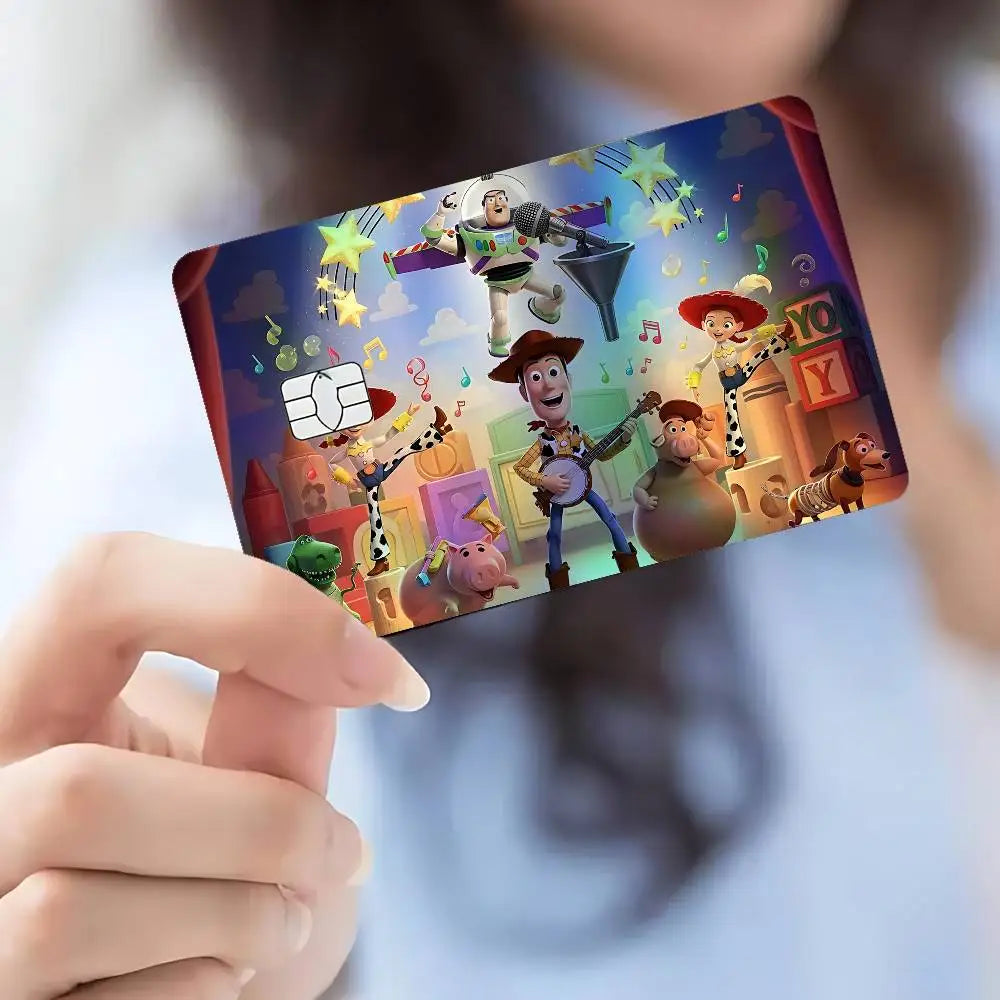autocollant réfléchissant carte multicolore dessins animés personnages moderne bleu violet rose jaune vert
