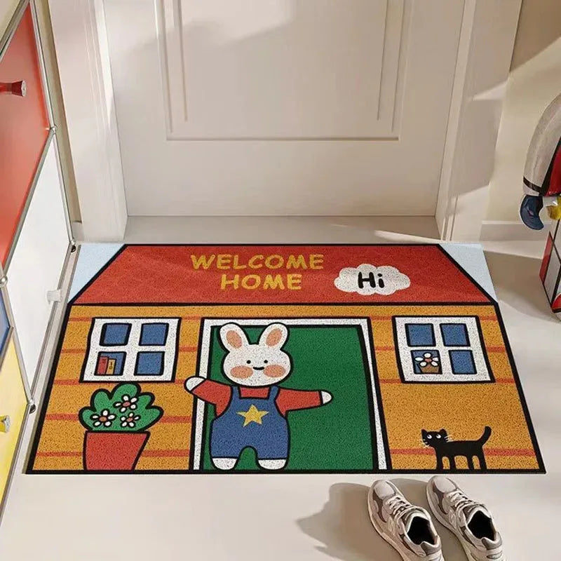tapis d'entrée moderne lapin bienvenue adhésif extérieur intérieur 40x60cm 50x80cm 60x90cm