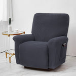 Housse fauteuil inclinable bleu noir gris jacinquée extensible moderne poche adhésif lavage machine