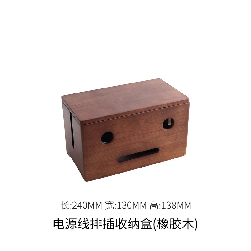 boîte rangement câbles bois marron clair moderne boite chargeur tablette blanc minimaliste