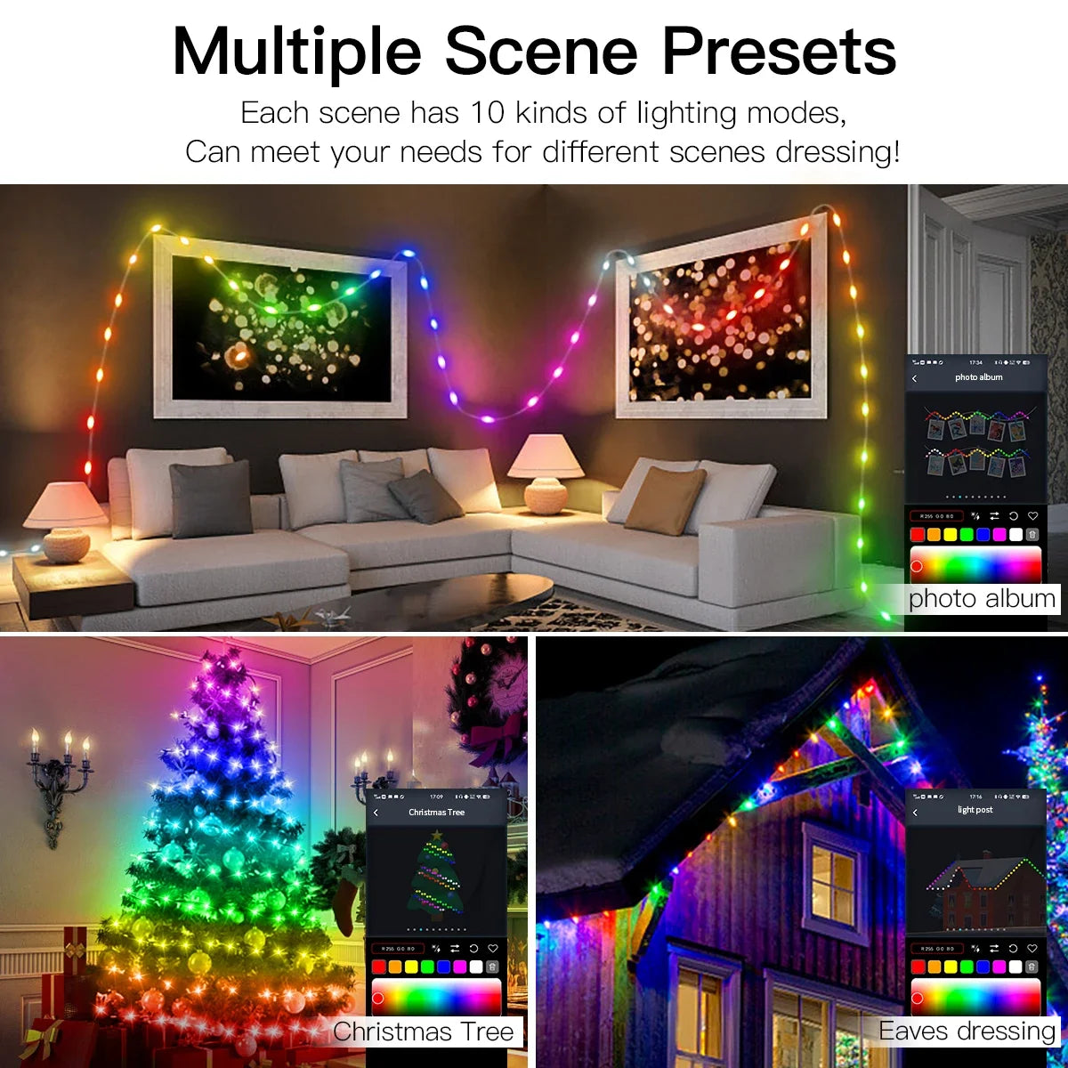 guirlande led 40m rgb ic musique bluetooth télécommande application mobile