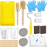 kit peinture palette pinceaux gants rouleau éponges tasse papier verre utilitaire