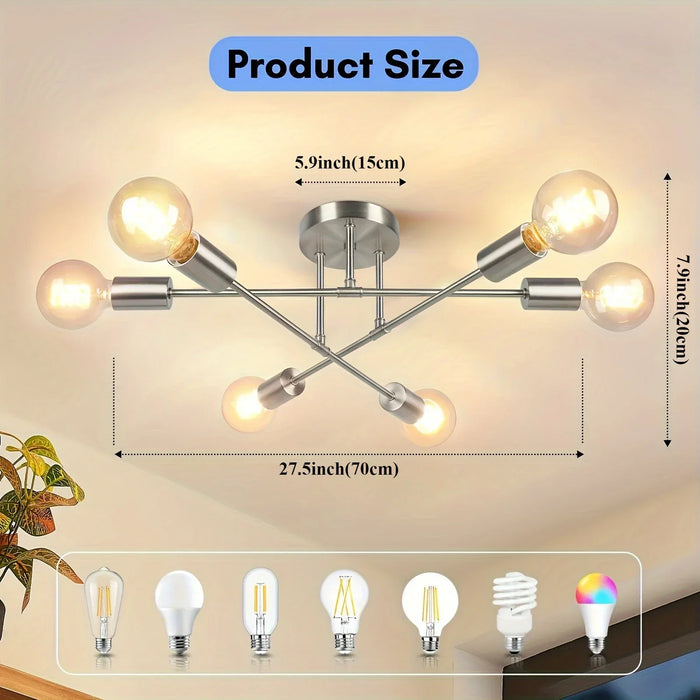lampe suspension nickel moderne sphères translucides structure métallique opaques fixations visibles e26