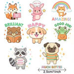 autocollants animaux dessin animé positifs phrases brillant bon travail heureux meilleure carte opaques adhésifs