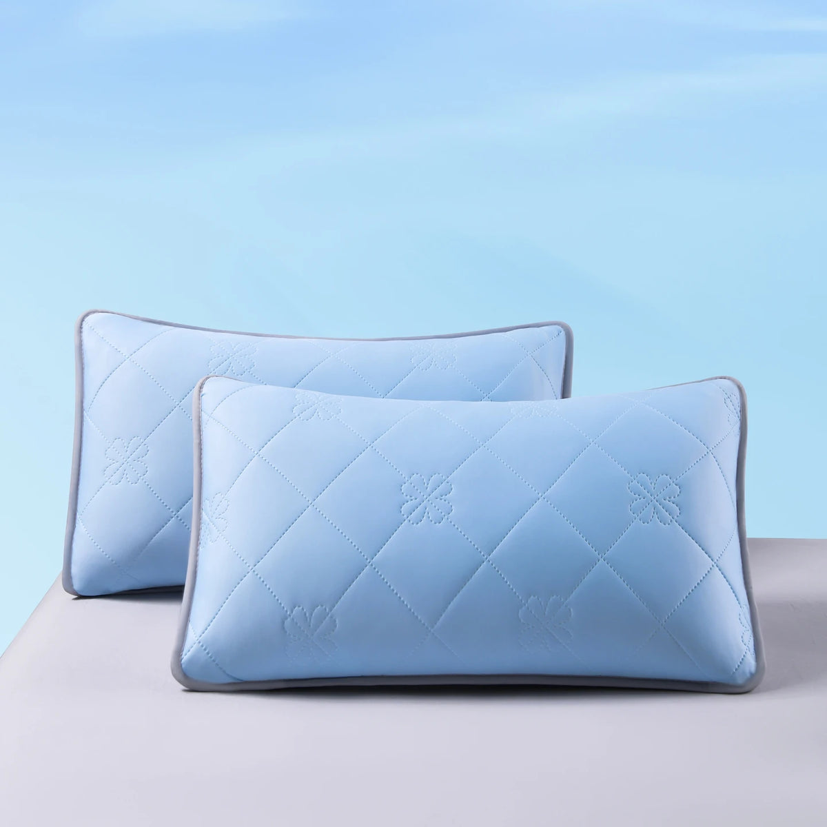 taies d'oreiller cooling polyester respirant moderne rose clair motif carrés washable soft lit maison