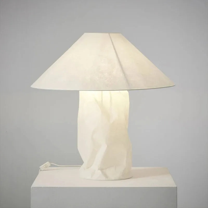 lampe table moderne papier blanc texture froissée éclairage ambiant sans ombre led 16w 20w