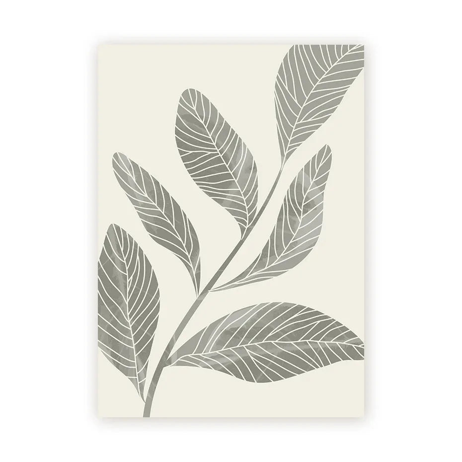 affiches abstraites modernes feuilles stylisées verte olive minimaliste salon chambre