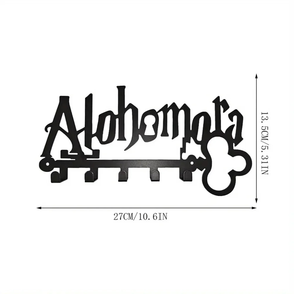 porte cles mural noir lettres alohomora crochets metal moderne organisateur clefs maison