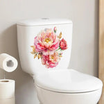 Stickers adhésifs décoratifs fleurs bleu vert jaune toilette salle bain amovibles illustrées réaliste