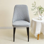 housse chaise extensible motif feuilles gris clair fauteuil salle manger moderne