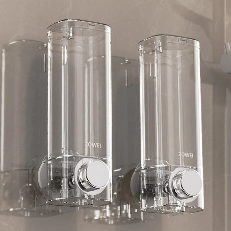 distributeur savon liquide adhésif transparent noir facile moderne minimaliste salle bain cuisine