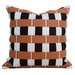 housse coussin carré orange motif géométrique moderne adhésif décoration intérieur