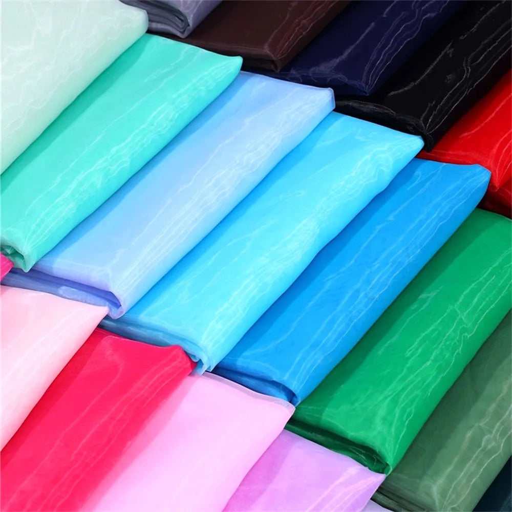 tissu polyester coton largeur 150cm translucide texture marbrée moderne élégant vert clair bleuclair bleumarine