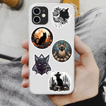 sticker adhésif chat noir mystique moderne art gothique vinyle pvc transparent adultes adolescents