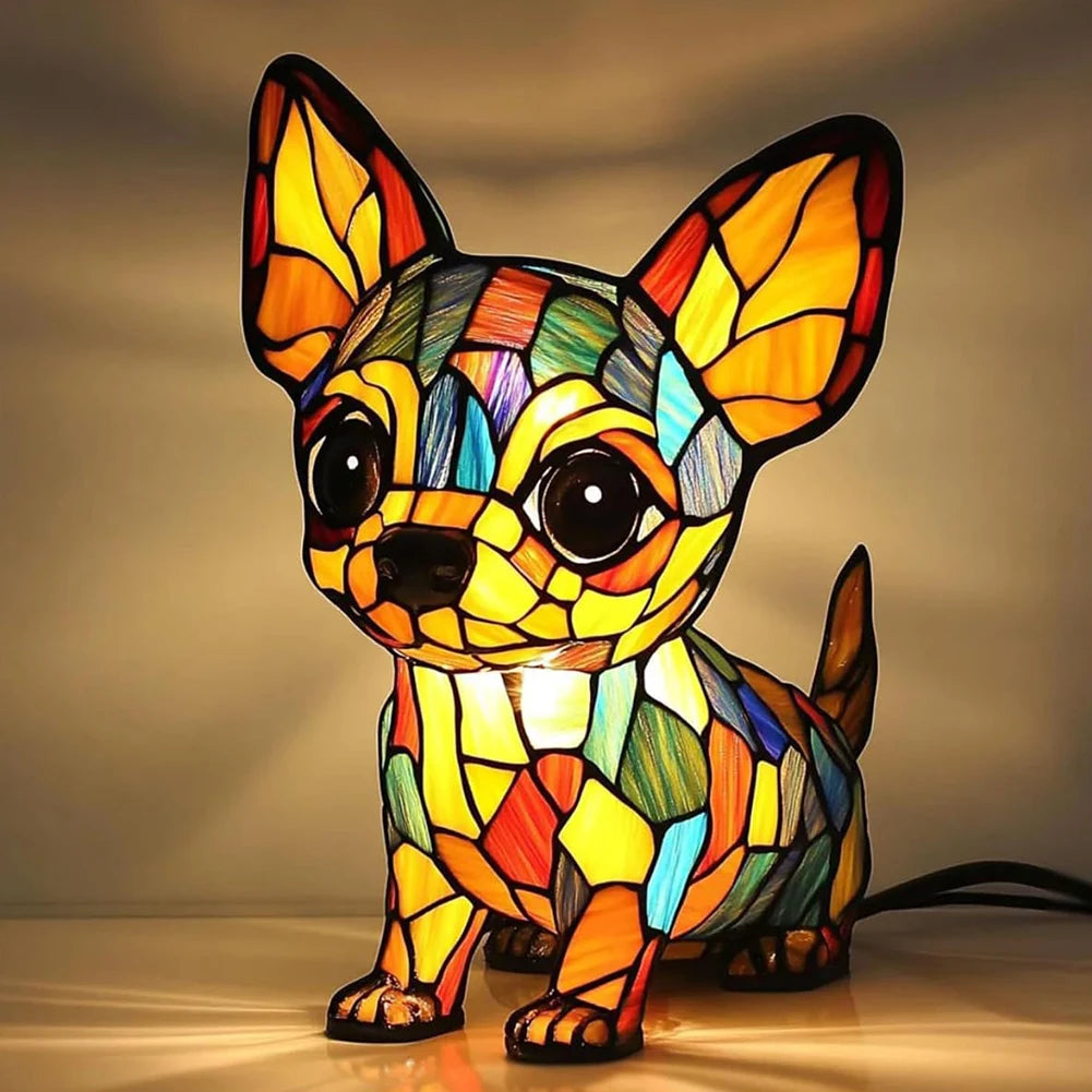 lampe poser animal multicolore mosaïque verre art deco base solide