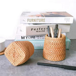 panier tressé rotin marron clair organisation cuisine rustique multifonctionnel almacenamiento